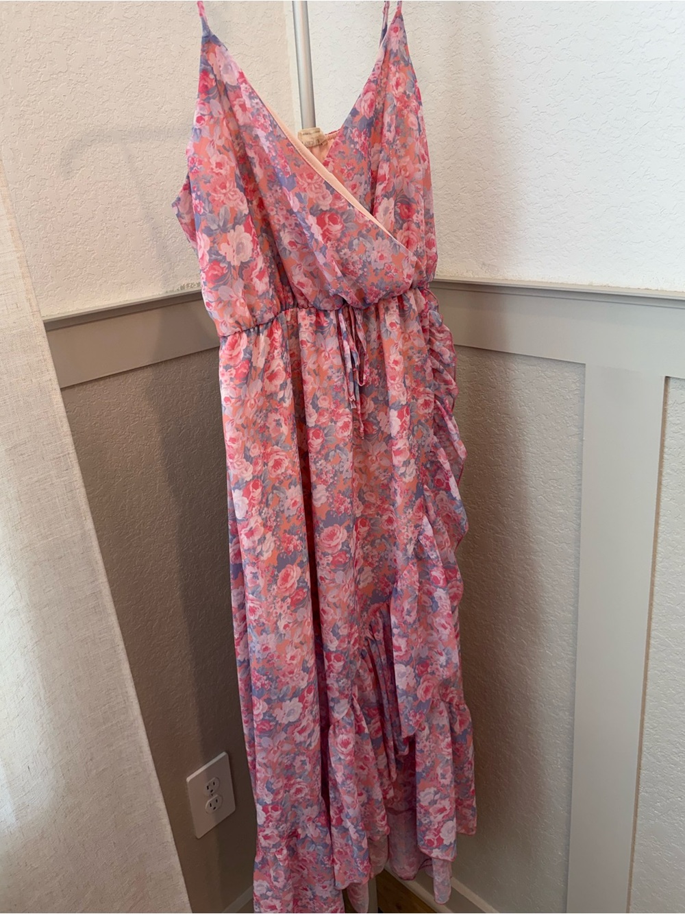Peach Love Floral Pink Maxi Dress - Women